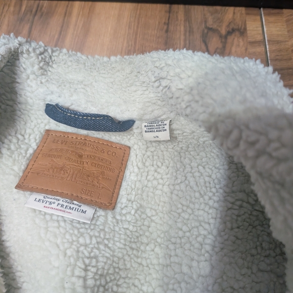 Men's Denim Levi Strauss Trucker Sherpa Jacket - Picture 2 of 16